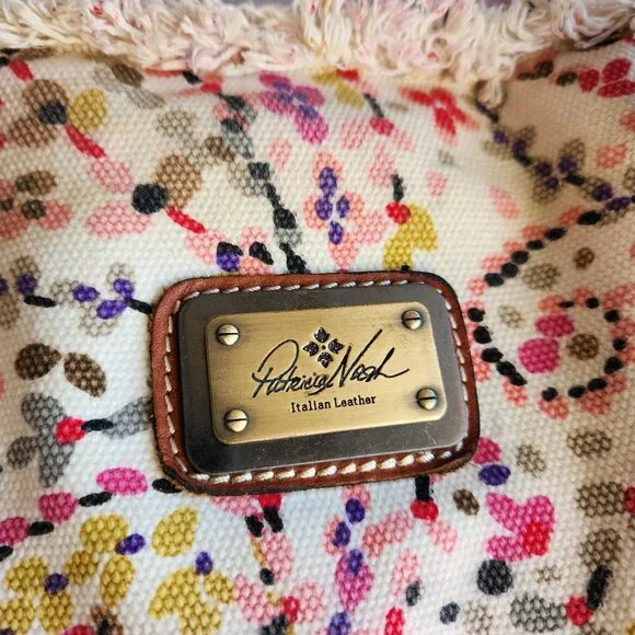 Patricia Nash Floral Cotton/Italy Leather Lady Handbag/Shoulder Bag - Picture 2 of 16